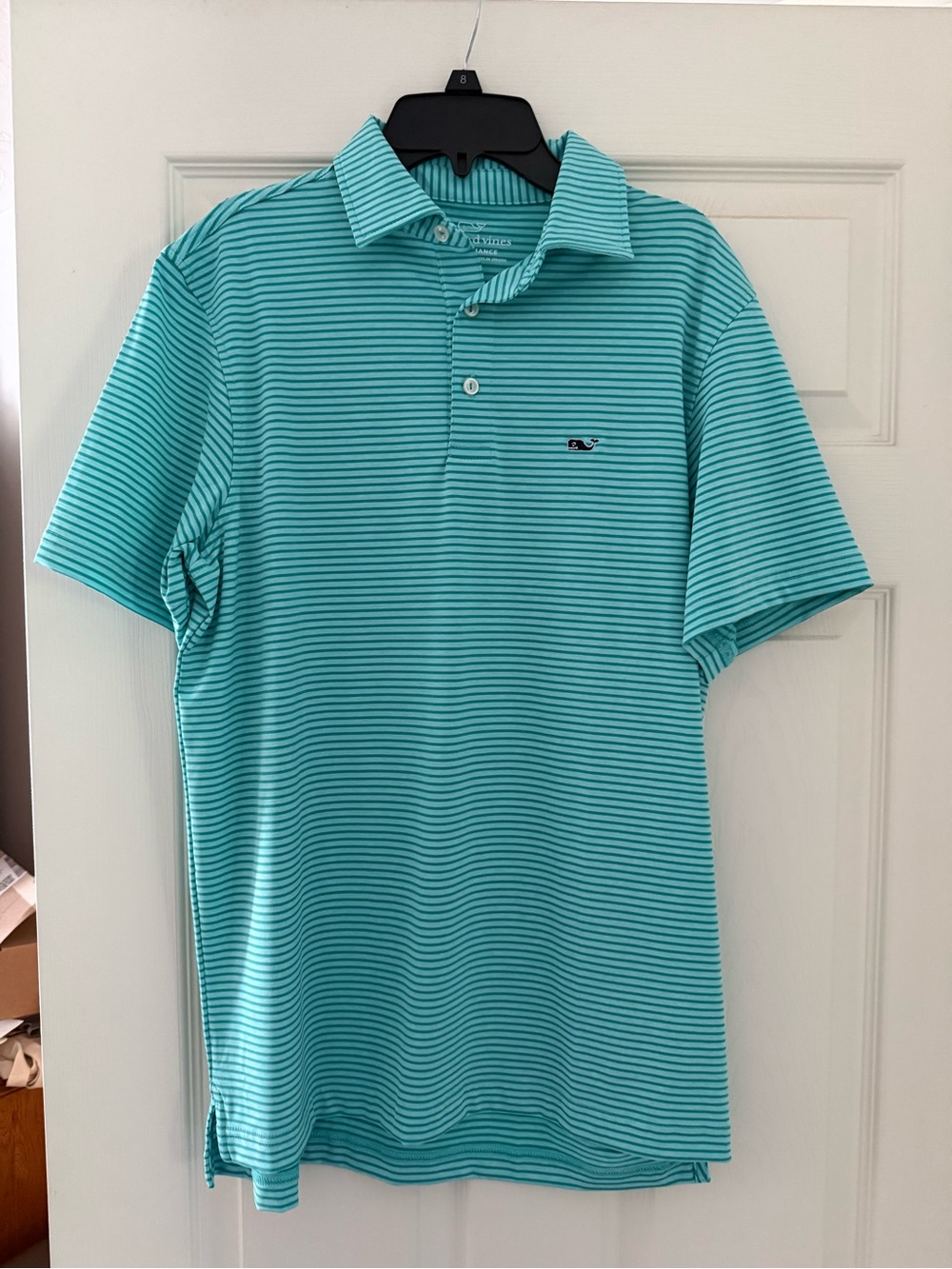 Vineyard Vines Size Small Men's Teal Striped Polo Shirt
